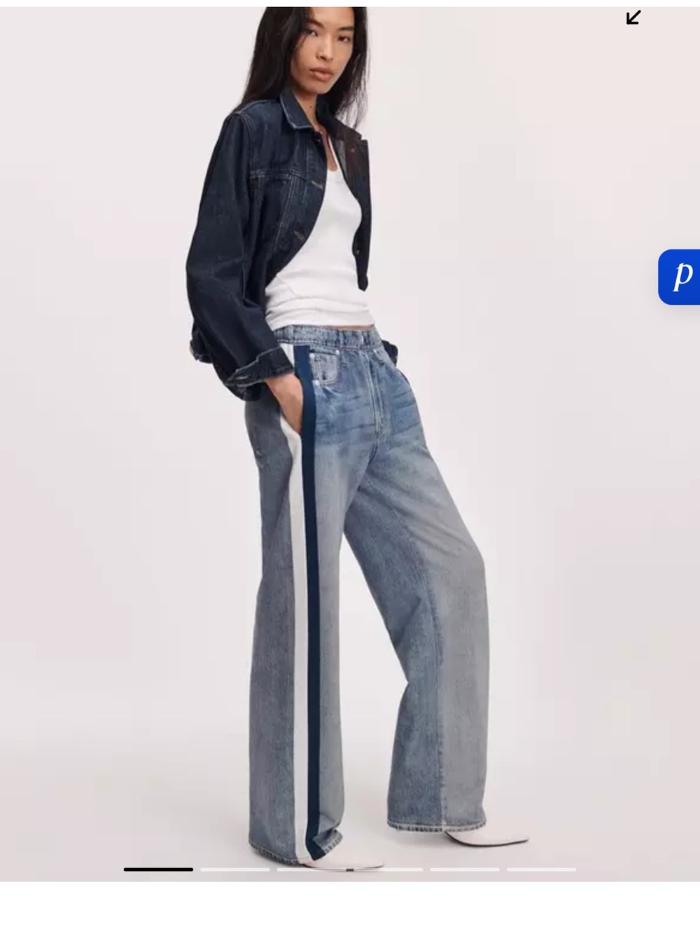 rag & bone Miramar Sport Stripe Wide Leg Track Pant w Navy and White Stripe